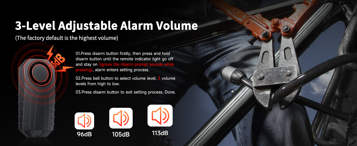 3-Level Adjustable Alarm Volume