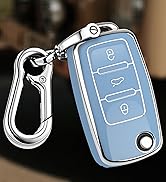 FT FUNTOR for VW Car Key Cover with Keychain Soft TPU Protector 3 Buttons Compatible with Volkswa...