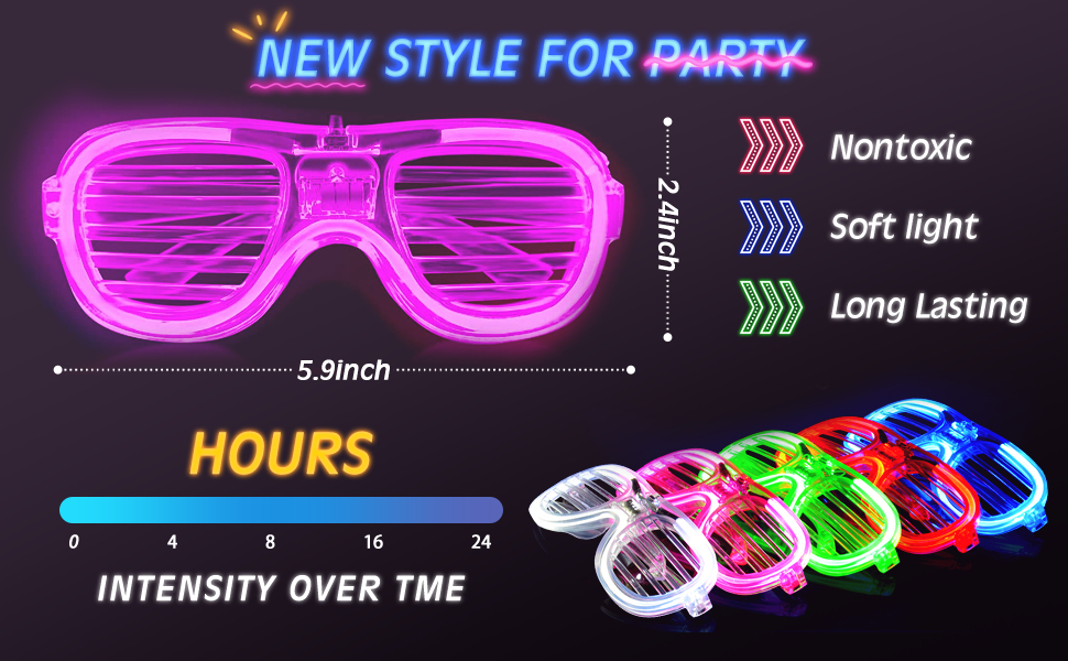 LED Glasses Neon Colors Light Up Glasses Glow in the Dark Party Supplies Favor for Kids Adult 