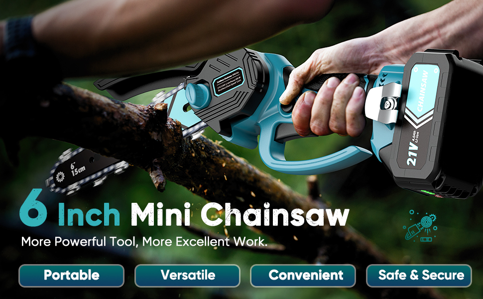 Mini Chainsaw 8000mAh Cordless Small Chainsaw Power Tools with Security Lock for Cutting Trees