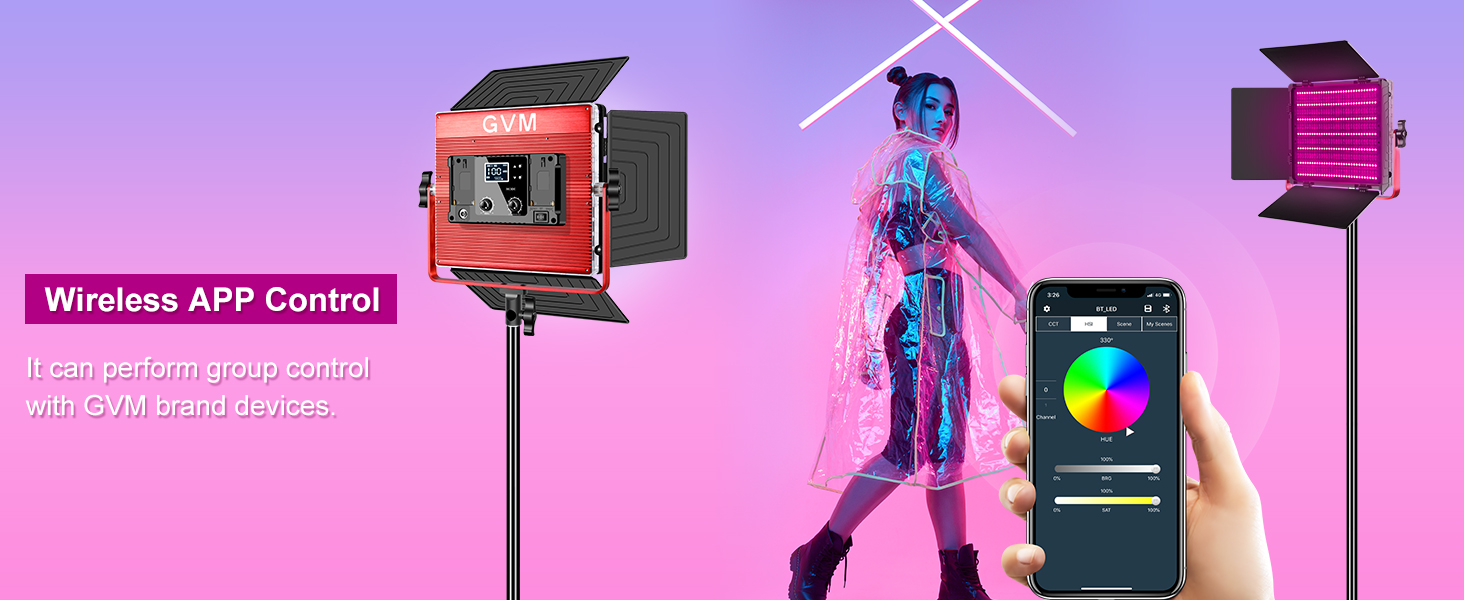 50W Video Lighting Kit 360°Full Color Led Panel Light Kit APP Control 3 Packs Photography Light