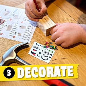 Learn to use a hammer and nails woodworking kit for kids