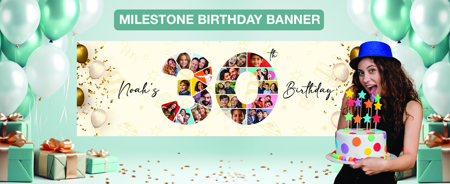 personalised happy birthday banner custom photo backdrop kids party banners gifts