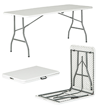 Harbour Housewares 180cm 6ft Rectangle Folding Picnic Trestle Table in White