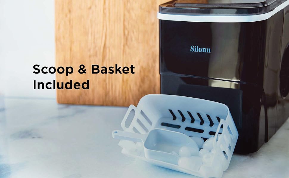 ice cube maker machine makers countertop portable silonn black silver 2 sizes bullet ice for home 2l