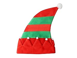 Man wearing stripey elf hat