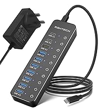 RSHTECH 10 Ports Powered USB 3.2/USB C Hub (RSH-ST10C)