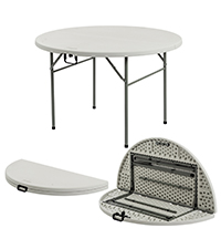 Harbour Housewares 120cm 4ft Round Folding Picnic Trestle Table in White
