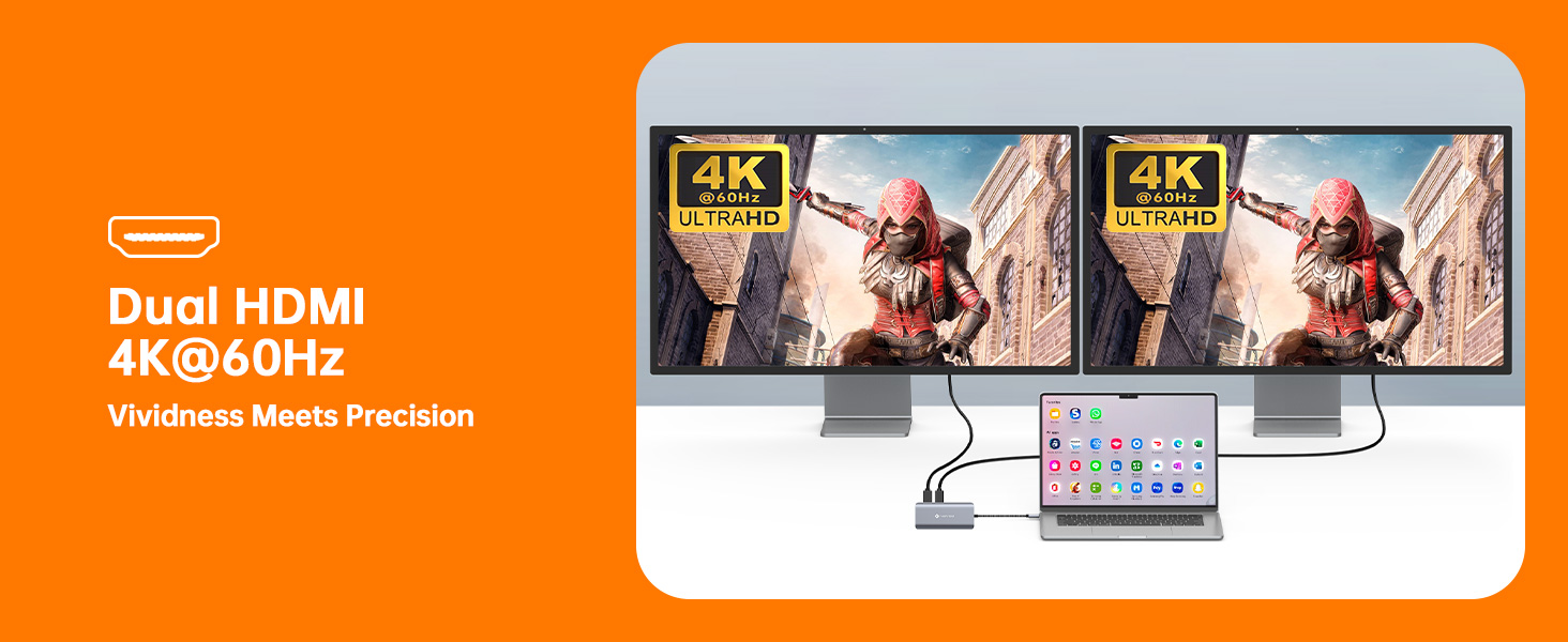 RM11 Pro Docking Station, laptop docking station, dual monitor, 8K@30Hz DP, 4K@60Hz HDMI