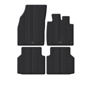 Travall Rubber Car Mats for VW ID.4 (2020-) Car Floor Mats Hard-Wearing Heavy Duty Moulded Premium Mats Easy Clean Black with Clips - Anti Slip All-Weather Mud Sand Water Protectio