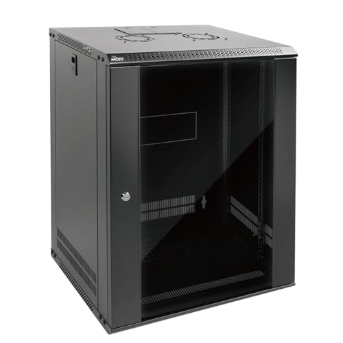 Tecmojo 15U Wall Mount Server Cabinet IT Network Rack Enclosure Lockable Door and Side Panels Black