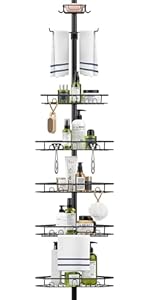 Mutool 7 Tier Adjustable Corner Shower Shelf, Telescopic Shower Caddy with Soap and Towel rack, N...