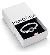 Pandora Moments Women's Sterling Silver Heart Clasp Snake Chain Bracelet for Charms, Size 17, Wit...