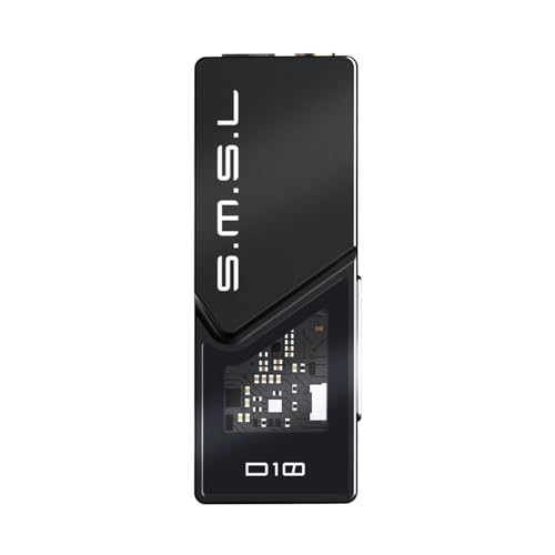 S.M.S.L D10 Headphone Amplifier USB Potrable Dac with 3.5mm & 4.4mm Balacnced Dual Mini Audio Amp Outputs Support 500mw 16ΩDSD256 PCM 32bit/384khz Hi-Res Earphone Amp (Black)