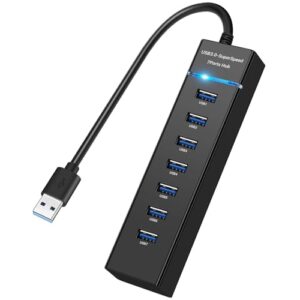 USB Hub 7 Ports Multiple USB 3.0 Hub Ultra Slim Data Hub USB A Extension Splitter for Mouse