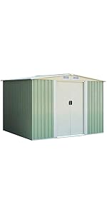 COSTWAY 6 x 4FT/8 x 6FT Metal Garden Shed, Outdoor Galvanized Tool Storage House with 4 Air Vents...