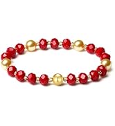 MetJakt Women Bling Multi Color 8MM Beaded Stretch Jewelry Bracelet Handmade Natural Faceted Crys...