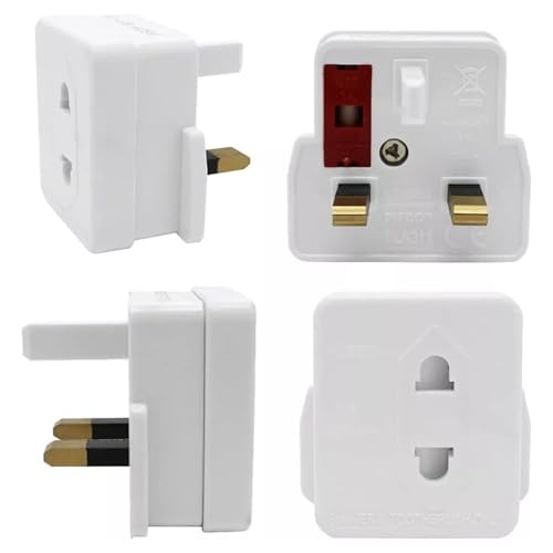 Shop Select® Shaver and Toothbrush Adaptor Plug | 1 Amp Fused | EU 2 Pin to UK 3 Pin Converter | Electric Toothbrush & Razor Charger Plug (White)