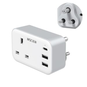 UK to India Plug Adapter with USB