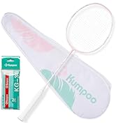 KUMPOO Badminton Racket Professional, Carbon Fiber Badminton Racket Set with Grip&Bag, Pro Badmin...