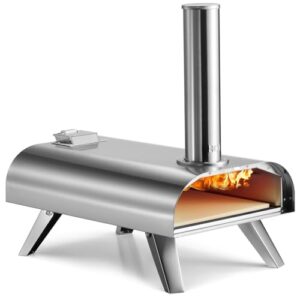 Gr8 Garden Outdoor Stainless Steel 12”Table top Pizza Oven Portable Wood Fired pellets BBQ Grill Cooker with Pizza Stone            [Energy Class A]