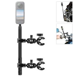 PULUZ Motorcycle Bike Handlebar Dual-heads Crabs Clamp Fixed Mount for Insta360 X4 X3 X2 X ONE RS