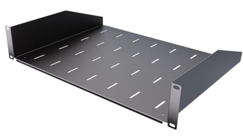 Stalflex Server Rack Shelf Eco 19 inch 2U 350mm - Server Rack Made of Steel - Universal Vented Rack Mount Cantilever Tray - compatible with Rack Network Cabinet and Rack Rails