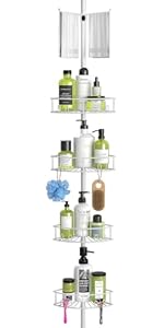 Mutool 5 Tier Adjustable Corner Shower Shelf, Telescopic Shower Caddy with Towel rack, No Drillin...