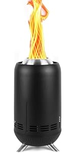 XL Tabletop Fire Pit | Outdoor Black Mini Fire Pit for Urban & Suburbs | Stainless Steel Secondar...