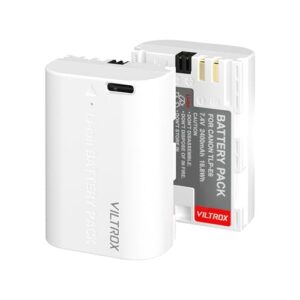 VILTROX 2 Pack LP-E6/LP-E6NH Rechargeable Camera Battery with USB Type-C Fast Charging 2400mAh Replacement Camera Batteries Compatible with Canon EOS R5 R6 R6II R7 5D II III IV 6D 6DII 70D 80D 90D