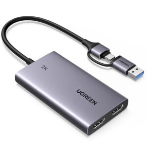 UGREEN Video Capture Card HDMI to USB C Streaming Device 2K@30Hz 1080P@60fps Game Record 4K Passthrough Loop-out Compatible for Quest 3/3s PS5 PS4 Xbox Series X Switch iPad DSLR Camera Mac Laptop PC