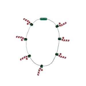 Lizzy 1 x Light Up Candy Cane Necklace with 7 Bulbs Glow in The Dark Necklace for Christmas and Holiday Parties Xmas Costume Accessories Christmas Ugly Sweater Party Favours