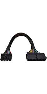 ZLKSKER 24 Pin to 14 Pin Power Supply Cable with Sleeve (12-Inch, 18AWG), ATX PSU Main Power Adap...
