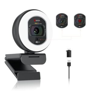 Angetube 4K Webcam with Light for PC: UHD 4K