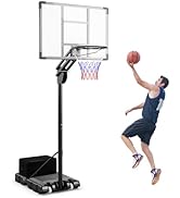 GYMAX 135-305cm Basketball Hoop and Stand, 10 FT Portable Basketball Goal System with Shatter Pro...