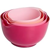 BoxedHome Grey Nesting Plastic Mixing Bowl Set with Pour Spout, Microwave and Dishwasher Safe, BP...