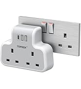 TOPREK UK to European Plug Adapter with 1.06M Lead, PD 38W Fast Charging Grounded Travel Adapter ...