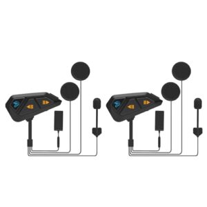 FreedConn FG Motorcycle Bluetooth Wireless Intercom Headset 2-6 Riders 1200 Meter Motorbike Helmet Communication System Waterproof Universal Pairing Music Sharing Voice Control (FG Black Double)