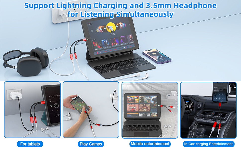 2-in-1 iPhone to 3.5mm Headphone Audio Jack and Charger Cable