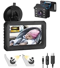 eSynic 1080P Baby Car Camera USB Baby Car Mirror Baby Car Monitor Camera Car Seat Camera