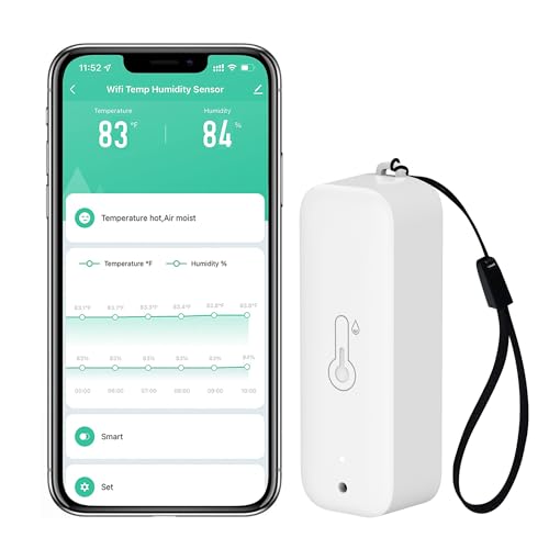 WiFi Hygrometer Thermometer Sensor: Wireless Smart Temperature Humidity Monitor with App Notification Alert