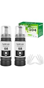 FANSHENG 104 Ink Compatible with Epson 104 ink refill bottles for EcoTank ET-2861 ET-2860 ET-1810...