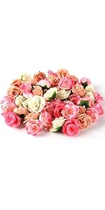 PacuM Artificial Rose Flower Heads, 80 Pcs Small Fake Flowers 1.2 Inch Faux Roses Silk Flowers Ar...
