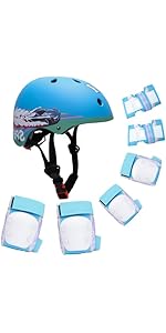 YOOXARMOR Adjustable Kids Bike Helmet Set with Knee Pads Elbow Pads Wrist guards for Toddler Age ...