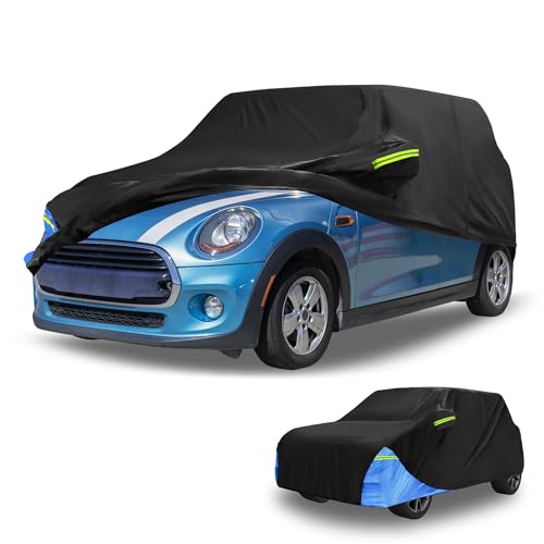 Partuto Car Cover Waterproof All Weather Automotive Outdoor Anti-UV Sun Rain Protection Full Exterior Cover for Mini Cooper 4DR 2014-2025 210D W/Zippe