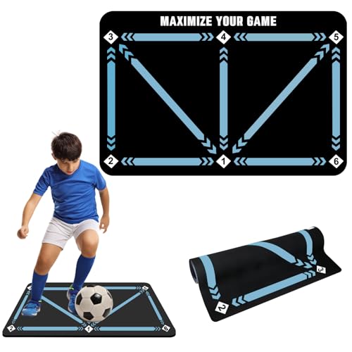 Football Training Mat 4 Kickers Large 60x90 Non Slip for Kids Boys Football Skills Mastery Mat Soccer Training Mat Football Footstep Ball Control Training Mat Football Practice Dribble Training Ma
