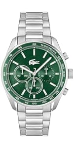 Lacoste Chronograph Quartz Watch Boston Collection for Men with Leather or Stainless Steel Bracel...