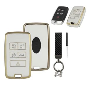 5 Buttons Key Fob Case Cover For Land Range Rover Discovery Sport Evoque Velar L405 Car Key Key Shell Cover (Key Cover in White)