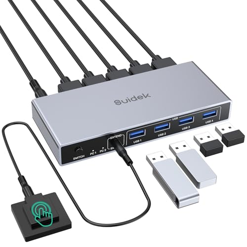 SUIDEK HDMI KVM Switch 1 Monitor 2 Computers