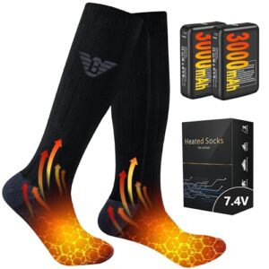 Heated Socks Men Women - 7.4V 3000mAh Rechargeable Electric Socks for Camping Fishing Cycling Skiing(Size: M-XL)